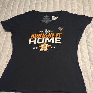 Majestic Astros Black T-Shirt with Orange and White